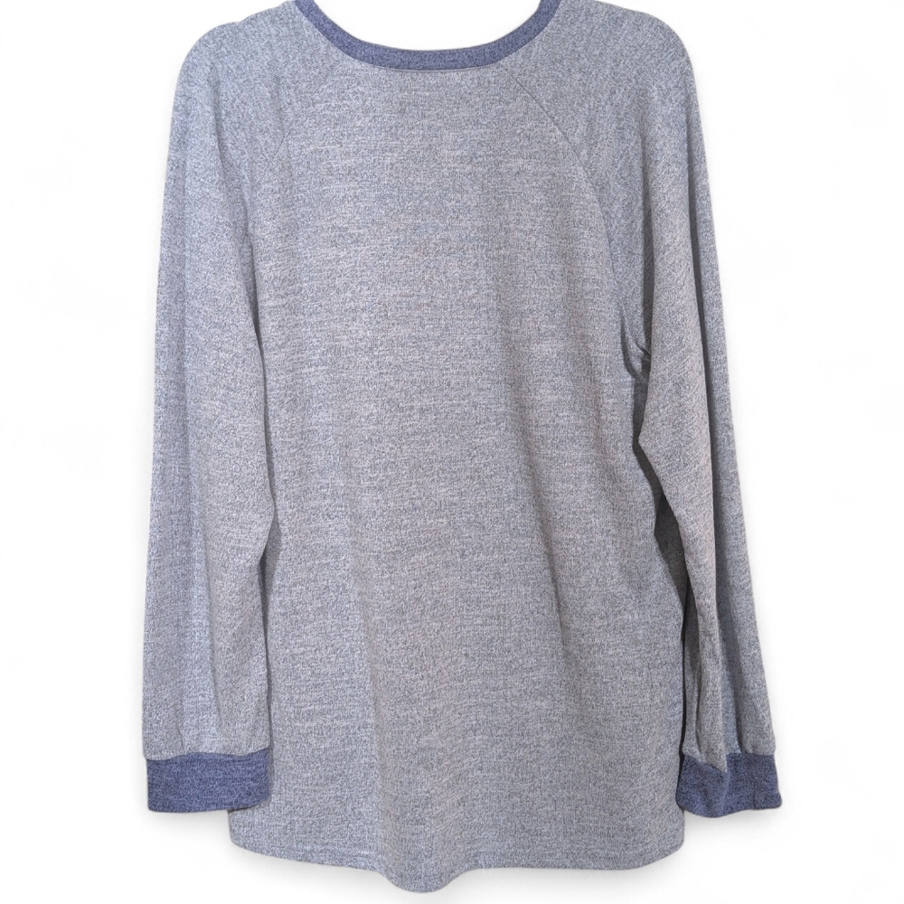 ☁️ NEW Cozy Raglan Blue Colorblock Loungewear Sweatshirt XXL Super Soft ☁️ - Picture 3 of 6